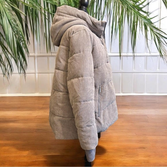 SAM EDELMAN Quilted Corduroy Hooded Puffer Jacket - XL - Picture 5 of 16